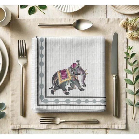 Vargottam Luxury Cotton Twill Napkins - Set of 12, 20-Inch Animal Pattern, Premium Thick Cloth Napkins for Elegant Dining & Special Occasions - Soft, Absorbent & Machine Washable