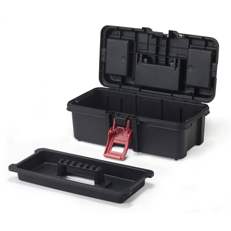 17 Inch Plastic Tool Box with Handle Tray Compartment Storage Box Hammer  Pliers Screwdriver Tool Holder