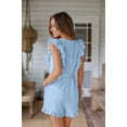 thumbnail image 7 of NAYTOAO Women's Ruffle Cap Sleeve Lace Swiss Dot Romper with Pockets, Back Zipper, Casual Summer Jumpsuit for Women, 7 of 7