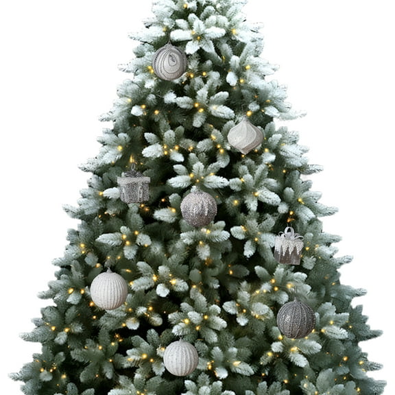 sruoe Christmas Ball Ornaments, Christmas Tree Ornament, Xmas Bulbs Decoration Set, Shatterproof Ornaments, Flocked Christmas Balls, Hanging Tree Ornament for Xmas Holiday Party Halloween Decor