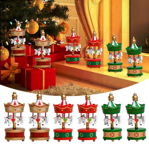 WUJGXI Christmas Mini Desktop Ornament Holiday Decoration Rotating Festive Home For Tabletop Party