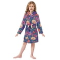 thumbnail image 6 of FORMRS Niños Bathrobe Unisex Hooded Robe Soft Plush Pajamas Sleepwear, Size 7-9T, Blooming Flowers Pattern, 6 of 7
