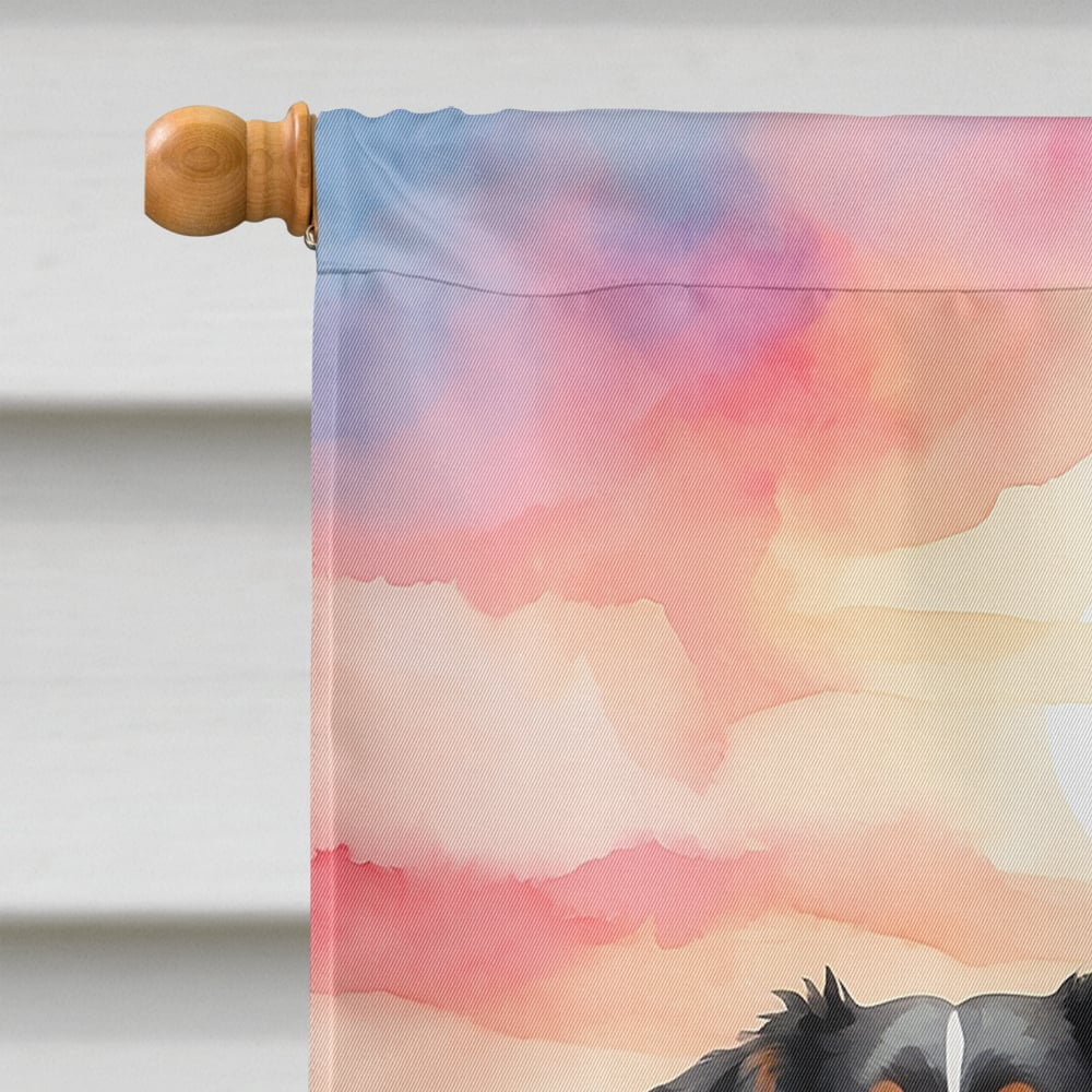 Bernese Mountain Dog Two Hearts House Flag 28 in x 40 in