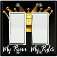 thumbnail image 1 of Metal Light Switch Plate Outlet Cover (My Room My Rules Crown - Double Rocker), 1 of 2
