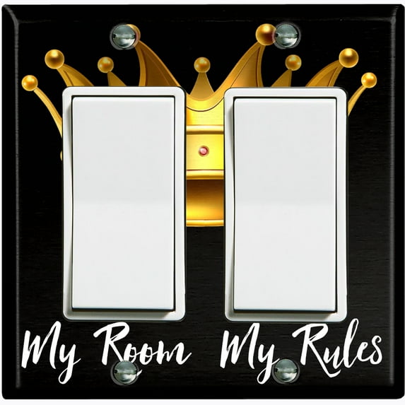 Metal Light Switch Plate Outlet Cover (My Room My Rules Crown - Double Rocker)