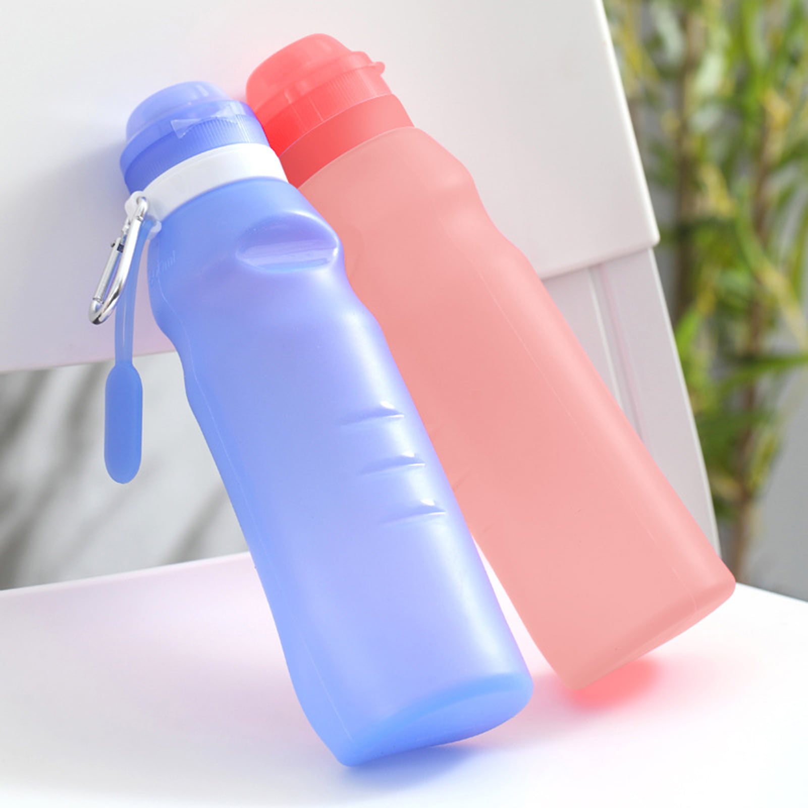 Grandest Birch 600ml Water Bottle Food Grade Strong Construction Silicone Easy to Carry Foldable Water Tumbler for Home Water Bott, Size: 24.5, Blue