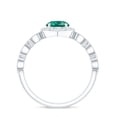 thumbnail image 3 of Rosec Jewels Vintage Style Lab Grown Emerald Engagement Ring - AAAA Grade - Emerald Diamond Ring for Women - with Jewelry Box, 10K White Gold, US 6.00, 3 of 9