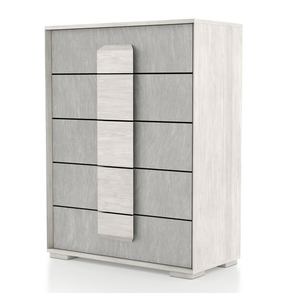 Furniture of America Gurbun 5-Drawer Wood Washed White Chest