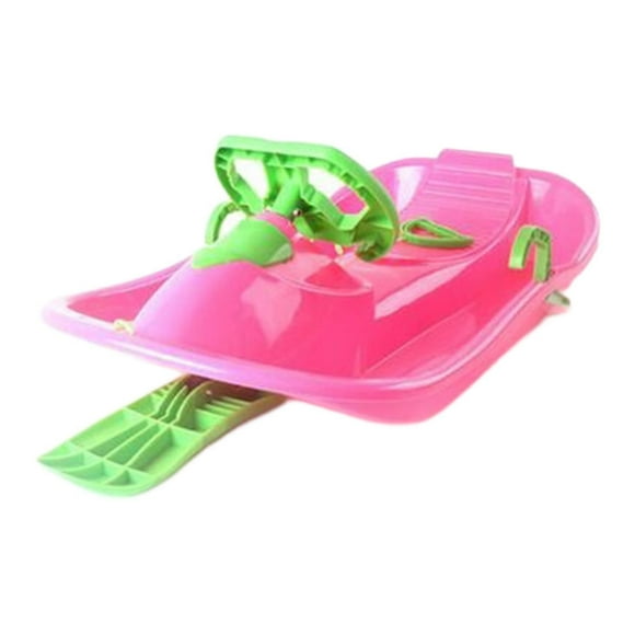 tamizeot Snow Sled with Steering Wheel and Brake Outdoor Unique Ski Sled for Children Yellow Pink 102x19x48cm