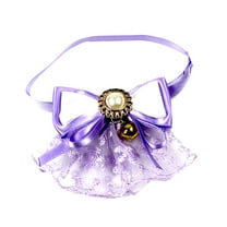 UDIYO Pet Dog Puppy Cat Lace Bell Bow Fake Pearl Adjustable Collar Neck Strap Necklace