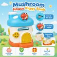 thumbnail image 2 of Mushroom House Piggy Bank for Kids with Lock and 2 Keys, Cute Decorative Coin Bank and Savings Box, 2 of 5