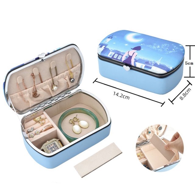 Small Travel Jewelry Box Jewelry Makeup Organizer Bag for Necklaces Rings Studs Bracelets