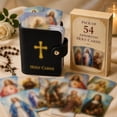 thumbnail image 4 of Genuine Leather Holy Card Holder with 54 Cards Religious Card Storage Organizer Wallet Case, 4 of 7