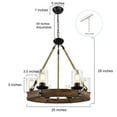 thumbnail image 5 of LNC 6-Light Distressed Wood and Black Wagon Wheel Chandelier with Seeded Glass, 5 of 5