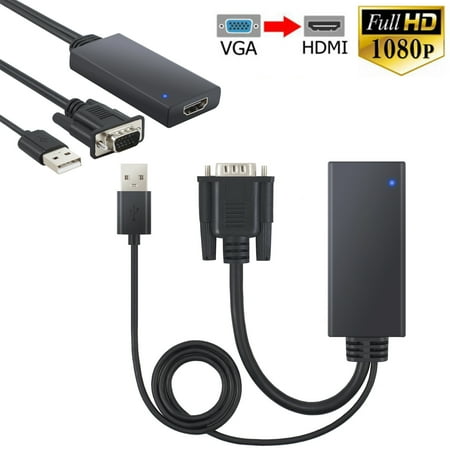Pc Audio Video Cable ESYNIC VGA to HDMI Converter Cable 1080P HD VGA Video Audio to HDMI Adapter Audio Video Converter Cable USB Audio Output Gold Plated for PC TV Desktop Laptop DVD HDTV Projector HDTV Monitors ()