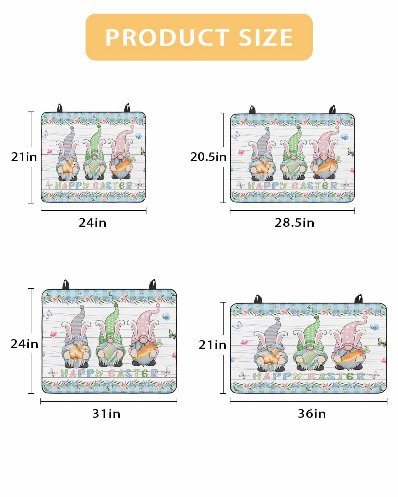 Large Induction Cooktop Protector Mat Easter Stove Top Covers for Electric Stove, Farmhouse Gnomes Flowers Rabbit Eggs Check Wooden Decorative Stove Burner Cover Mats, Glass Top Stove Cover