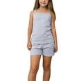 thumbnail image 1 of Conjuntos de camiseta sin mangas de cuello redondo para niños, camiseta sin mangas con tirantes finos y pantalones cortos, conjunto de dos piezas para el hogar para niñas, top de poliéster, 1 of 5