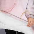 thumbnail image 3 of Oversized Wearable Blanket Hoodie,Pink Gold Marble Pattern Sherpa Blanket Hoodie with Super Pockets,Super Warm Fuzzy Pullover for Women & Men, 3 of 6