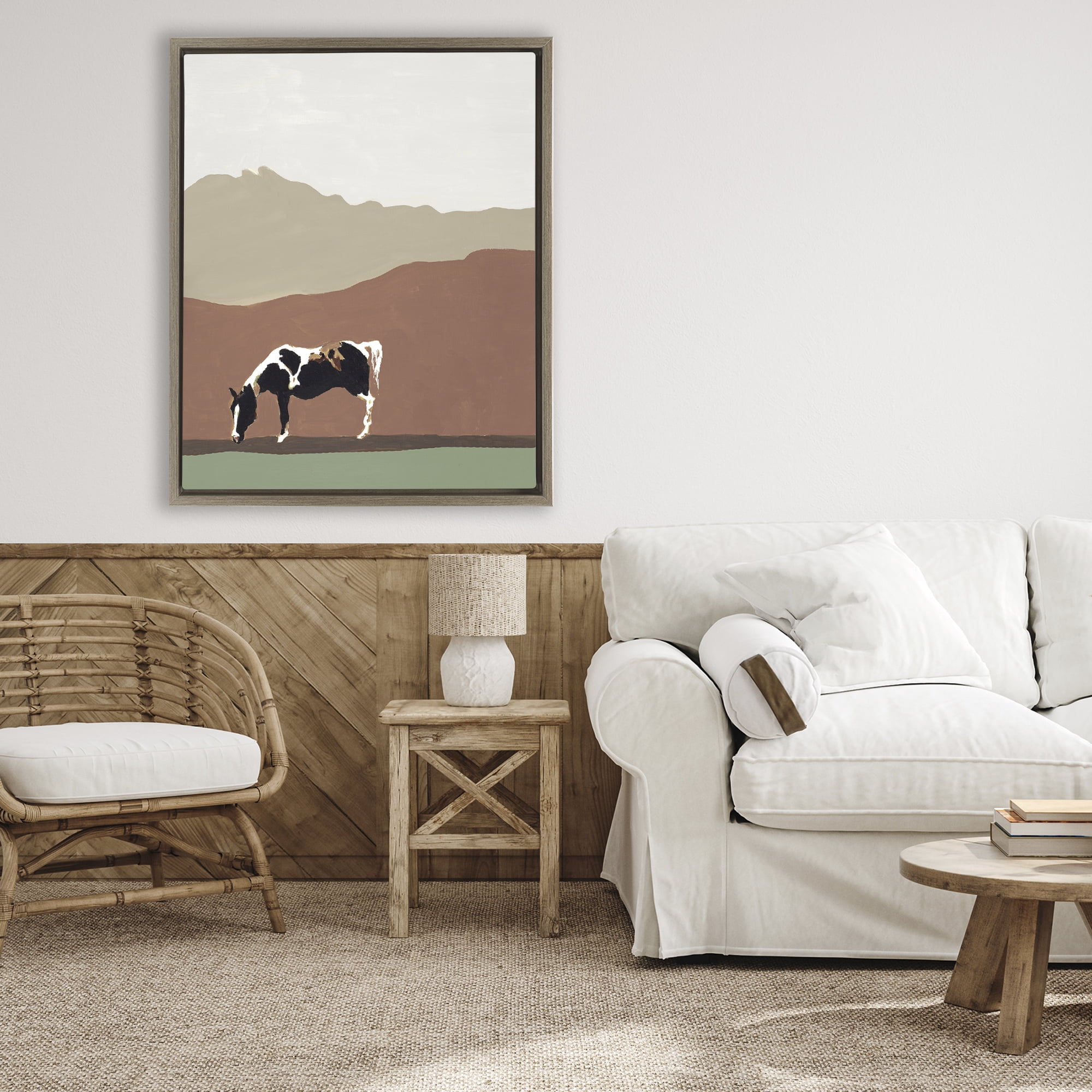 Stupell Industries Modern Mountains Horse Brown Framed Floater Canvas Wall Art, design by Patricia Pinto
