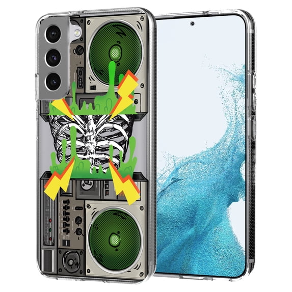 TalkingCase Thin Slim Case Compatible for Samsung Galaxy S22 5G, BoomBox Skeleton Print, Lightweight, Flexible, Soft, USA