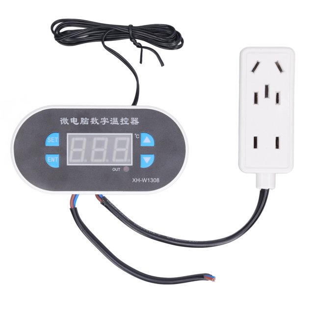 Digital Temperature Controller, Heat Thermostat Control Switch 110-220V With 1m Waterproof Probe For Equipment Enclosures