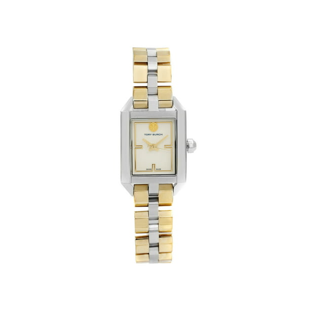 Tory Burch Dalloway Two Tone Steel Cream Dial Rectangle Face Quartz Watch  TB1102 Pre-Owned 