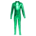 thumbnail image 2 of MEZZALL Girls Bodysuits Metallic High Neck Long Sleeve Performance Romper With Glitter Gold And Back Zipper For Dance Stage Wear O-Neck Solid Color Trendy Back To School Onesie, 2 of 3