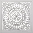 thumbnail image 4 of DecMode 60" x 72" White Wood Floral Hinged Foldable Partition 3 Panel Room Divider Screen with Intricately Carved Designs, 1-Piece, 4 of 9