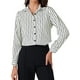 thumbnail image 1 of Camisas de mujer de rayas con botones, blusa casual de manga larga, camisa elegante para oficina, 2XL, blanca y negra, 1 of 6