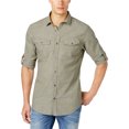 thumbnail image 1 of INC Mens Textured Utility Button Up Shirt, Verde, XX-Large, 1 of 1