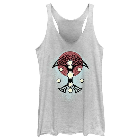 Women's Marvel: Thor: Love and Thunder Nine Realms Geometric Costume Racerback Tank Top White Heather Small