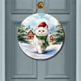 thumbnail image 2 of Hello Winter Persian Frosty Morning Walk Welcome Snowy Christmas Round Wood Sign Cat Lover Kitten Owner Gifts Hanging Wall Home Decor - 02018, 2 of 5