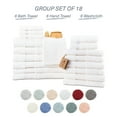 thumbnail image 6 of Hencely 18-Piece Turkish Cotton Towel Set – 6 Bath Towels, 6 Hand Towels & 6 Washcloths – Soft, Absorbent, Quick Dry – White, 6 of 7