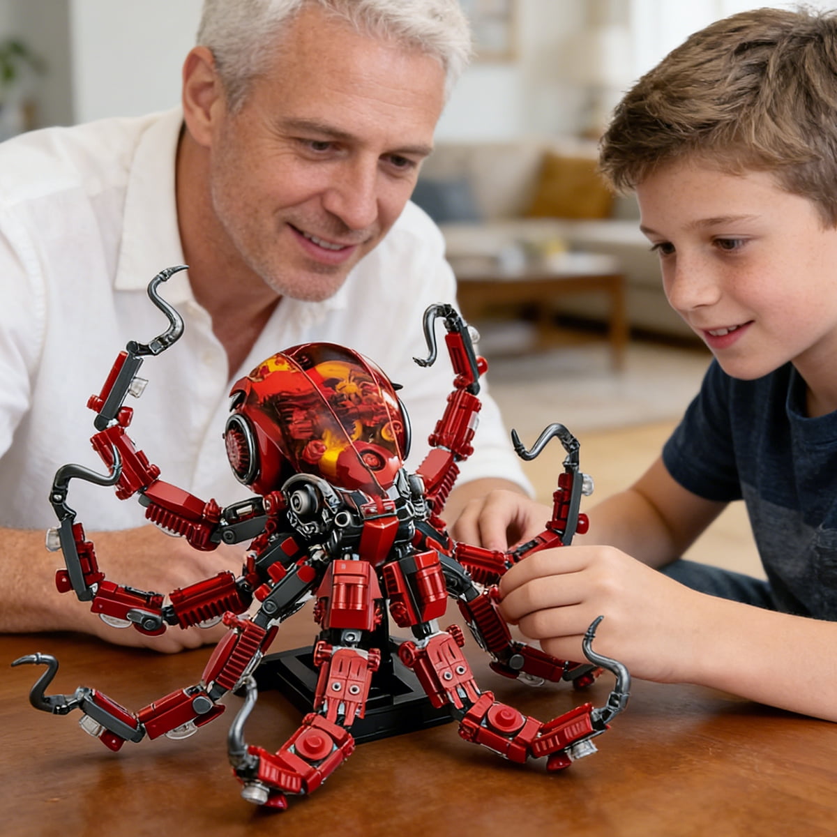 Mechanical Octopus Building Sets for Adult, Ocean Animal Collection Toy with Display Stand and Light,  Home or Office Decor for Adults STEM Building Gift for Teens Boys & Girls