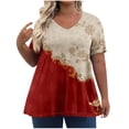 thumbnail image 2 of Fiudx Ofertas Flash Del Día Camiseta Informal de Manga Corta con Cuello En V para Mujer, Blusa Lisa, Talla Grande, a La Moda, 2 of 6