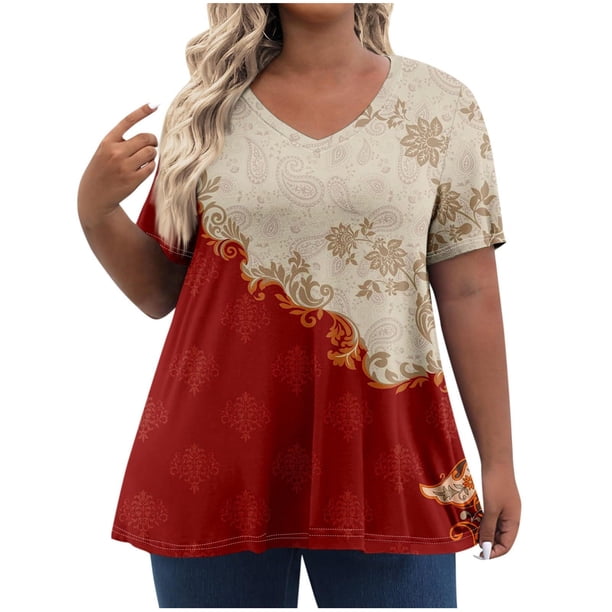 Camiseta de Manga Corta de Cuello en V Sólido Casual, Camisetas de Manga Corta para las Mujeres
