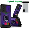 thumbnail image 2 of [PolyBag] For Samsung s25 Plus/s24 Plus Multi-Functional Card Magnetic Ring Stand Hybrid Camera Case Cover - Dark Purple, 2 of 3