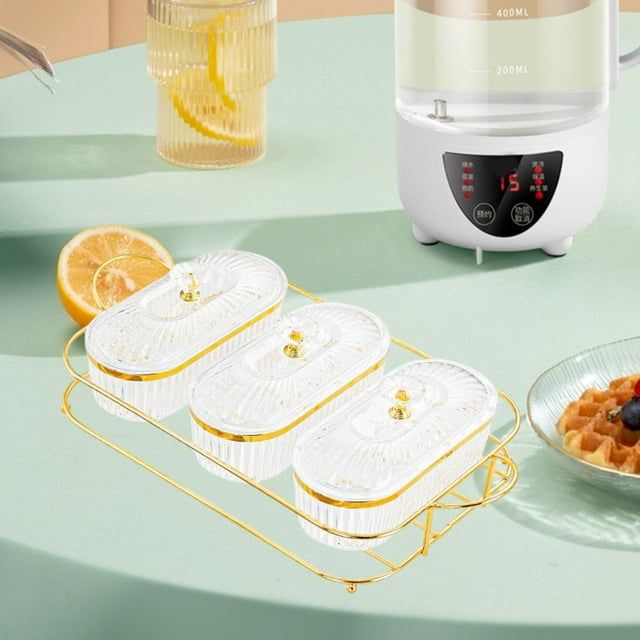 Bandeja para frutos secos perfecl con tapa plato para bocadillos y dulces transparente tamaño 35 x 19 x 11 cm