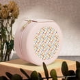 thumbnail image 6 of Fuzoiu Retro Floral Print Portable Jewelry Box,Round Mini Leather Travel Jewelry Case,Small Travel Jewelry Organizer,Jewelry Holder for Ring Necklace Earring for Women Girls-Pink, 6 of 7