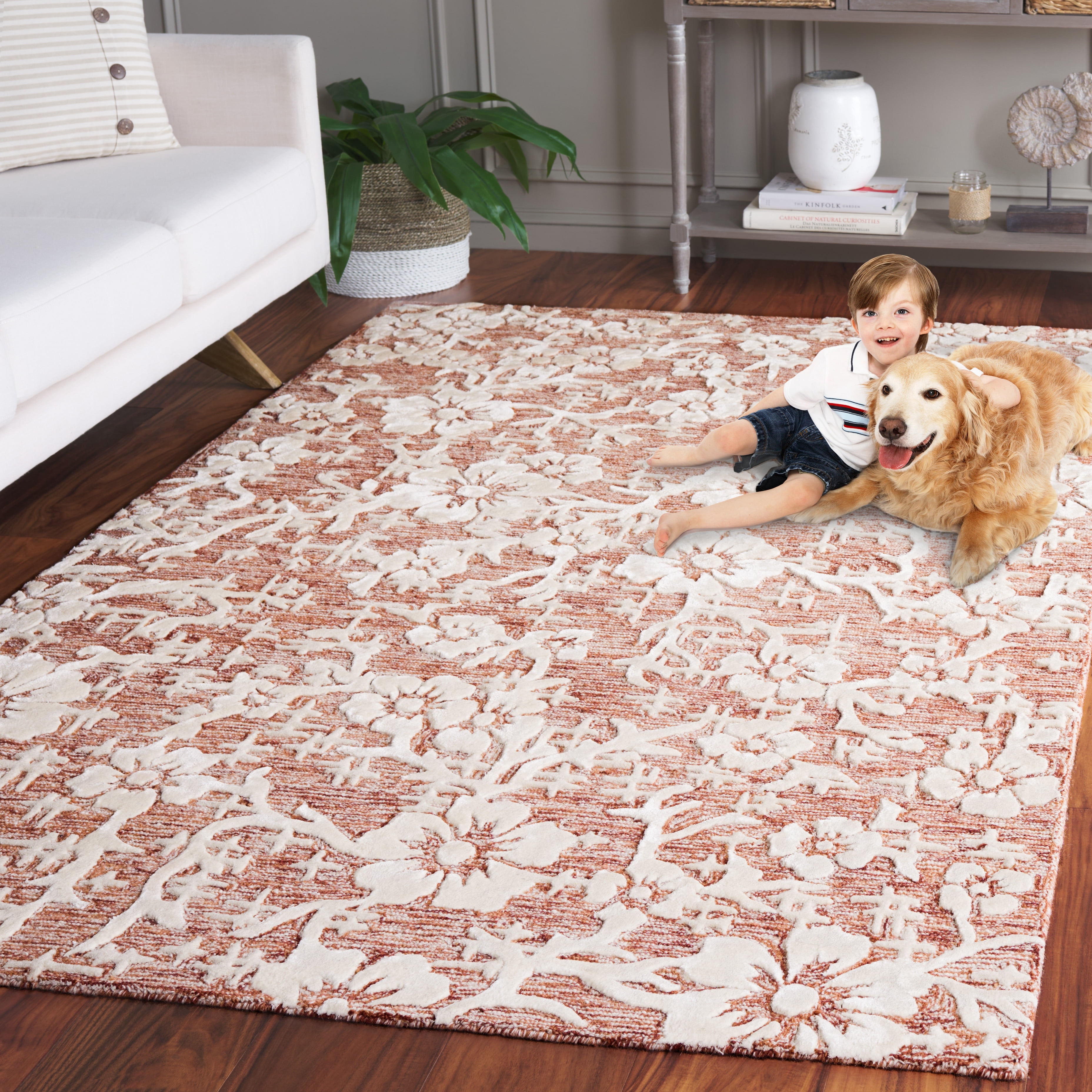 SAFAVIEH Glamour Braylon Abstract Area Rug, Grey/Ivory, 5' x 8