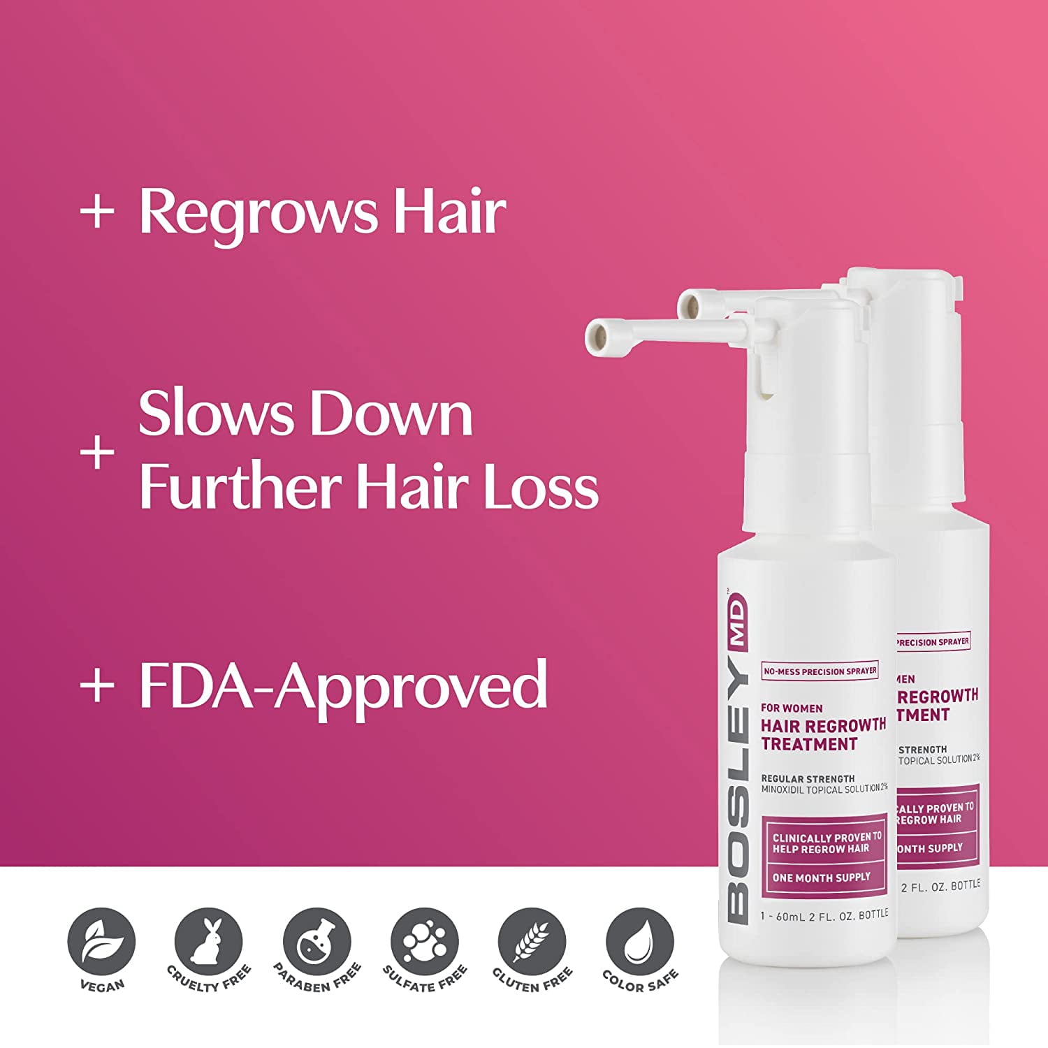 BosleyMD Women's Regrowth Treatment 2% Minoxidil Spray