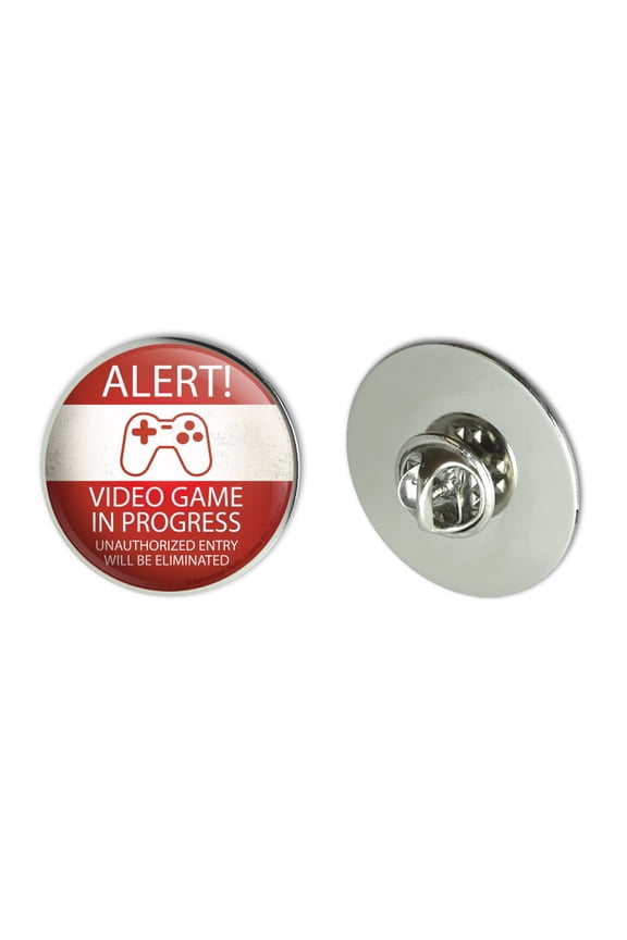 Alert Video Game In Progress Unauthorized Entry Eliminated Metal 1.1" Tie Tack Hat Lapel Pin Pinback
