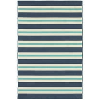 Oriental Weavers Meridian Indoor/Outdoor Rug - 5701B - 8'6" x 13' - in Blue/ Ivory - Nautical & Coastal, Water, Stain and Fade Resistant, Hose Clean, Patio, Outdoor Living Area Rug