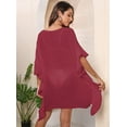 thumbnail image 4 of Kukuzhu Women Bathing Suit Cover Up Frill Beach Blouse Scalloped Dress See Through Bikini Swimsuit, 4 of 5