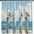 thumbnail image 3 of Beach Shower Curtain for Bathroom, Seagull Ocean Theme Shower Curtain Sets with Hooks Blue Seaside Coastal Style Waterproof Polyester Bathroom Curtain Home Decor, Teal Blue 36"W x 72"L (Pack of 1), 3 of 6
