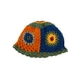 thumbnail image 1 of xiaxaixu Women Knitted Hat with Flower Pattern, Bright Color Matching Hollow Decoration Clothing Accessory, 1 of 9