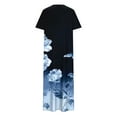 thumbnail image 4 of Amzcrzy Robes pour Femmes Mode Hawaïenne Imprimé Floral Robe d'Été Col Rond Manches Courtes Robes Décontractées Amples Fendues Midi pour Femmes avec Poches, 4 of 6