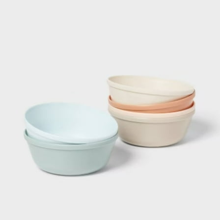 Kids' 6pc 15.5 fl oz Plastic Cereal Bowl Microwave & Dishwasher Safe, Multicolored