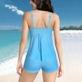 thumbnail image 6 of Kinrui Women's Bathing Suits Two Piece Swimsuits Athletic Swim Tankini Tops Crisscross Sexy V Neck Swimwear with Boyshorts Sky Blue,S, 6 of 8