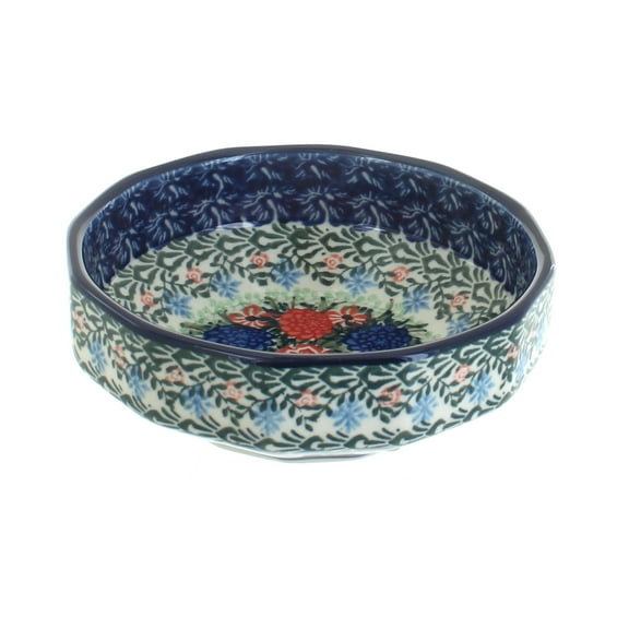 Blue Rose Polish Pottery Blush Bouquet Small Angular Bowl